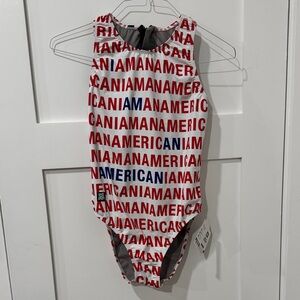 Hardcore Sport Red White and Blue American Print USA Water Polo Swimsuit NWT 🇺🇸
